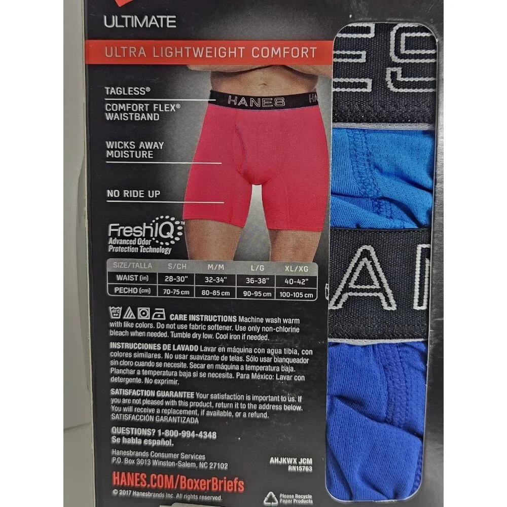 Hanes 4-Pack Boxers S 28-30 Ultimate Men' Comfort Flex Fit Ultra Soft Black/Grey